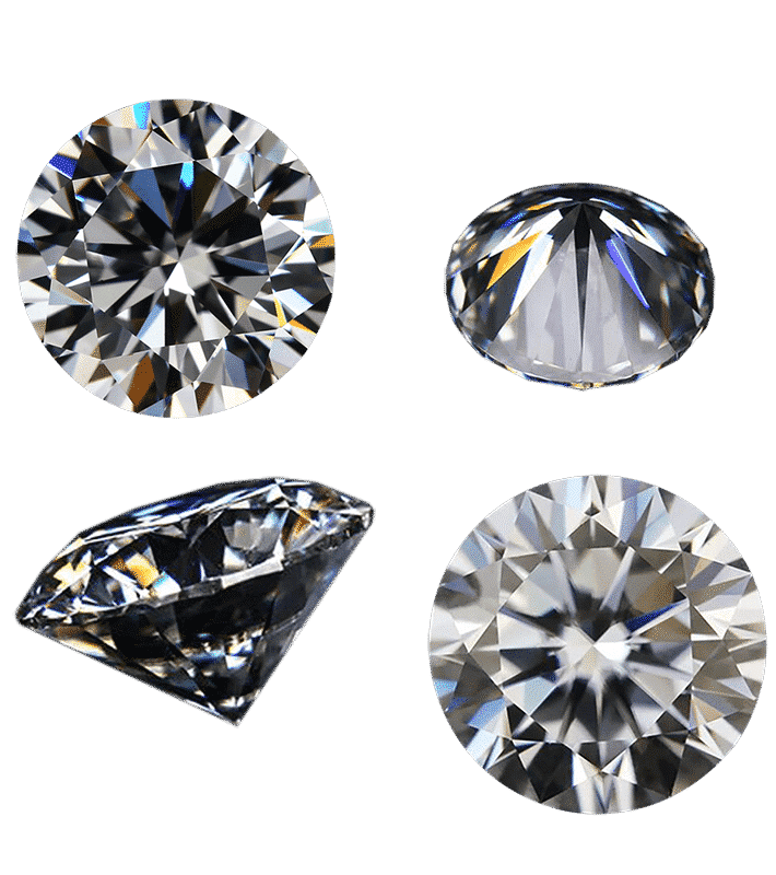 coupes moissanite 1,5 carats, 2 carats